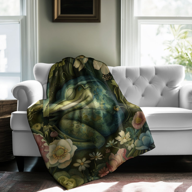 Adorable couverture grenouille endormie, L 60 po x l 50 po