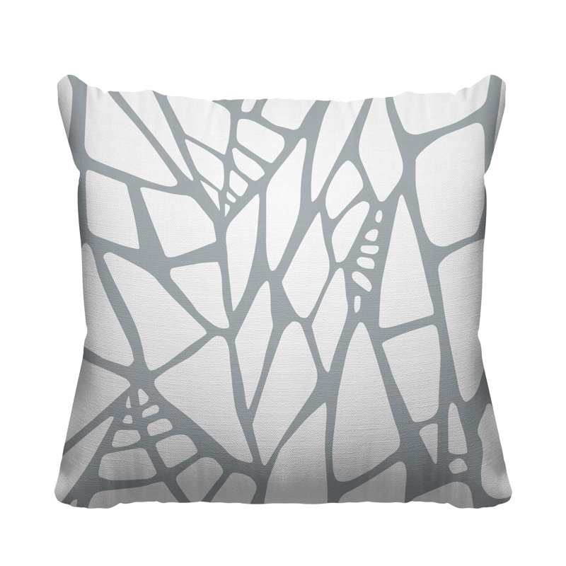 Coussin décoratif intérieur / extérieur à motif géométrique abstrait Claiborn, L 17 po x H 17 po, gris