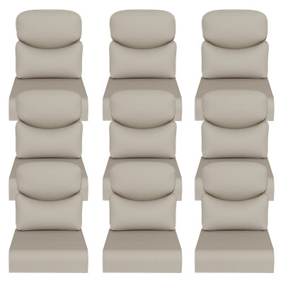 Crescent Shaped 6 Inch Thick Outdoor Patio Seat and Back Cushion Set with Removable Washable Cover for Garden Furniture