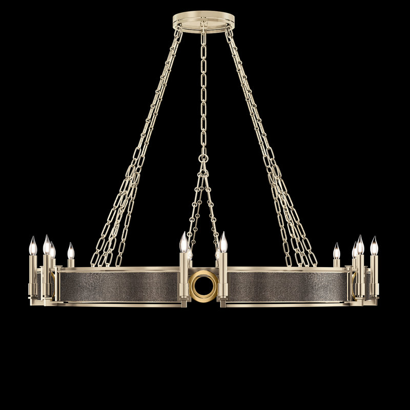 Lustre rond l 49,75 po Mirage, Galet / laiton / champagne