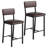 Set of 4 Counter Height Bar Stools - Upholstered Seat and Backrest with Cushioning, Metal Frame and Footrest in Brown-1650427440