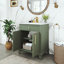 Meuble-lavabo moderne 27,8 po, vert, armoire de rangement Mid-Century, poignées en métal
