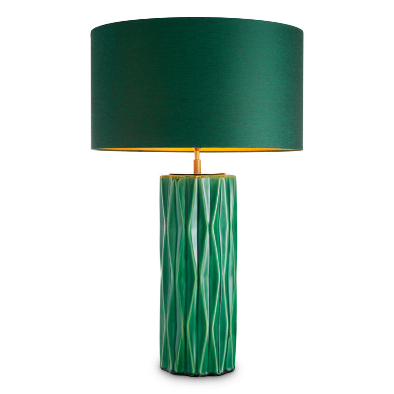 Table Lamp Amarello Green Ceramic Incl Shade