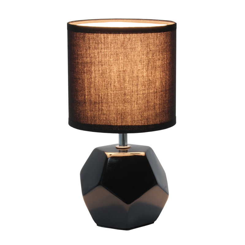 Black Geometric Ceramic Mini Table Lamp with Fabric Shade