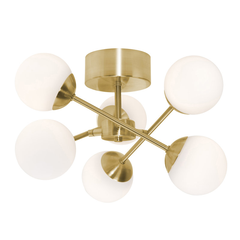 Catalina Glass LED Semi Flush Mount, Satin Brass