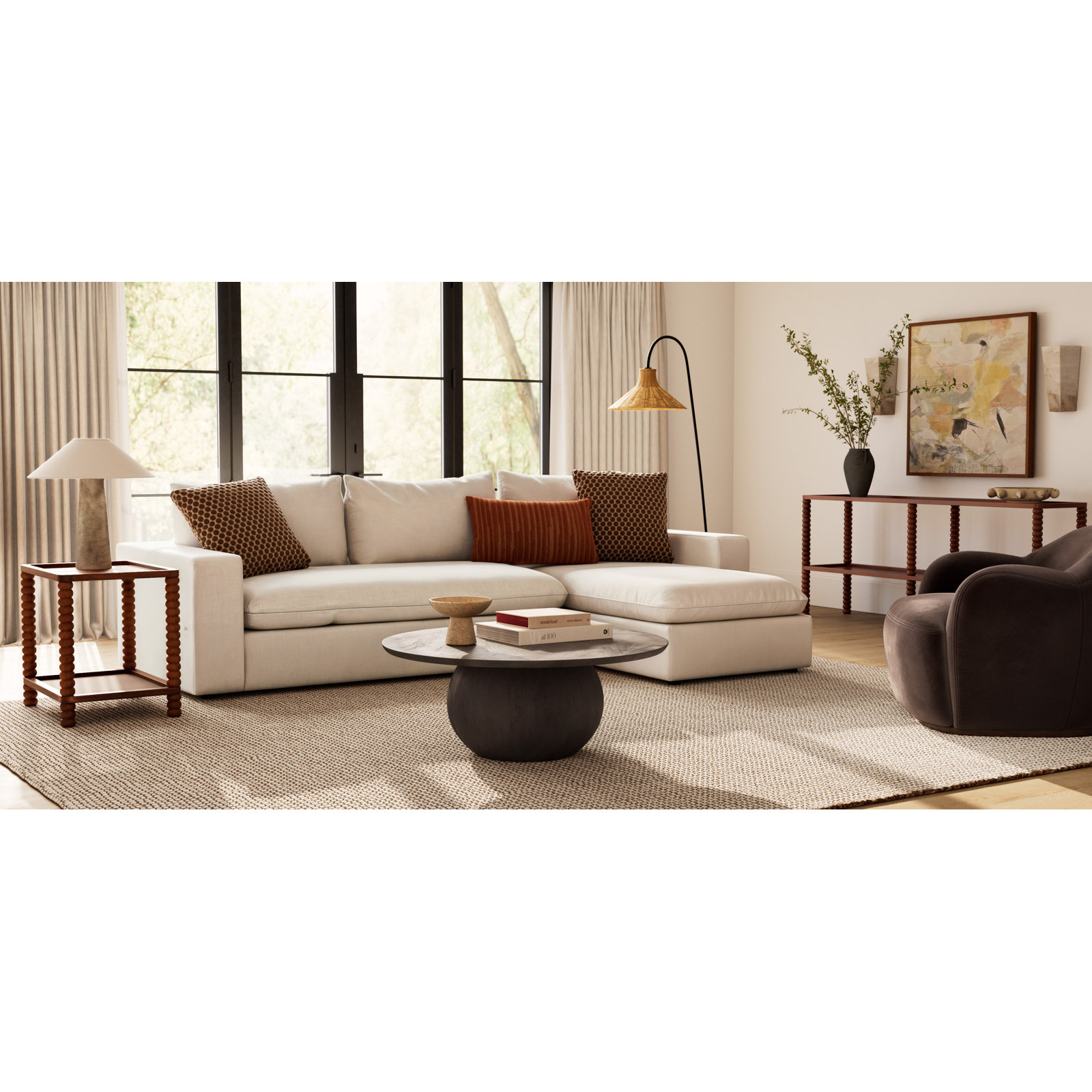 Jonie 115" 2-Piece Upholstered Chaise Sectional, Left Hand Facing, Andrew Driftwood Performance Chenille