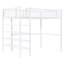 Lit mezzanine simple blanc avec 4 tablettes et tablette de rangement ouverte