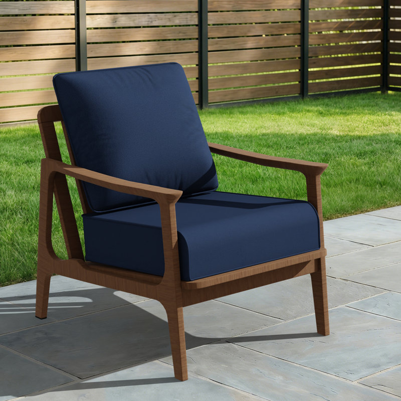 Coussin de chaise de patio de 6 pouces d'épaisseur avec housses bleues (ensemble de 1), Bleu, 1