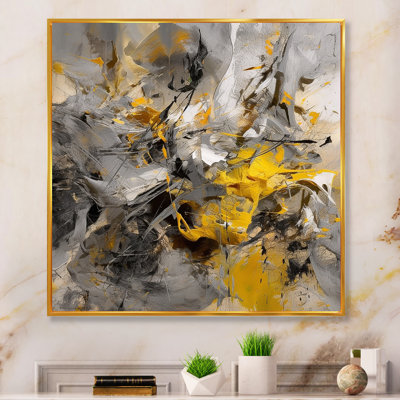 Loughran Mustard Yellow And Vivid Gray III - Abstract Canvas Prints