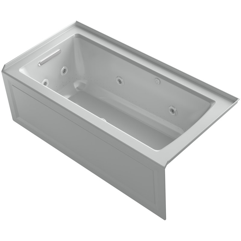 Archer Alcove Whirlpool and Bubblemassage Air Bath, Ice Gray, Left