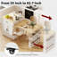 Îlot de cuisine 82,7 pouces avec table de salle à manger extensible pour 4 à 6 personnes, table de cuisine bicolore avec rangement double, prise de courant, îlot de cuisine avec rangement 2 tiroirs et 2 tablettes latérales ouvertes, blanc