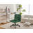 Green Velvet Criss Cross Armless Office Chair With Wheels - Versatile For Home Office, Meditation & Makeup