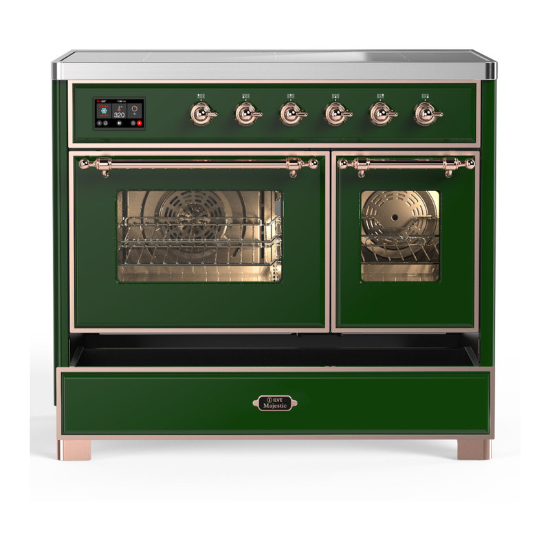 Majestic III Series 40 Inch Induction Range with 6 Induction Elements in Stainless Steel (Brass Trim), Emerald Green, Copper
