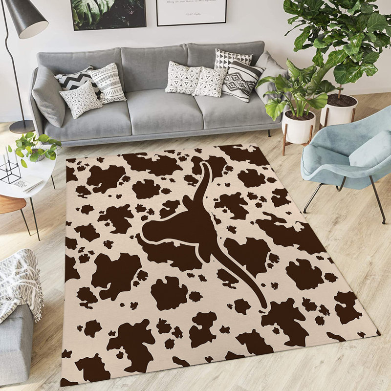 Tapis d'intérieur / extérieur brun en polyester tissé à la machine, Rectangle 2 pi x 3 pi