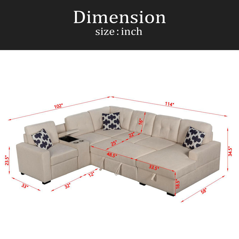 Multifunctional Modular L - Shaped Sectional Sofa With Built - In Cup Holders, Hidden Storage Compartments And Convertible Seating Design
