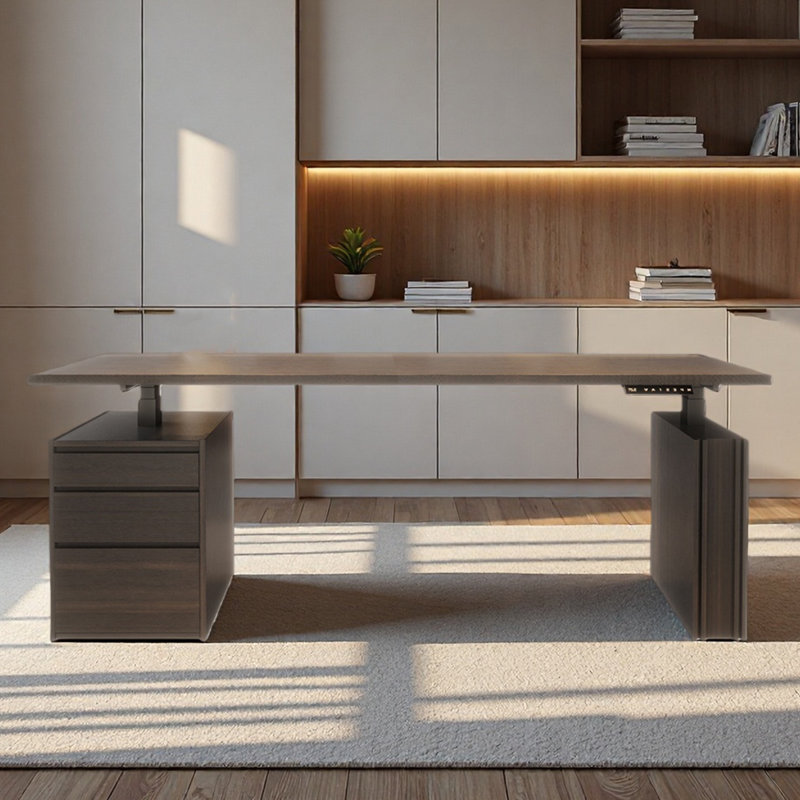 Blanchet Desk, Tan, 53.94" H x 86.61" W x 31.5" D