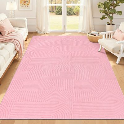 Tapis oriental rose lavable à la machine