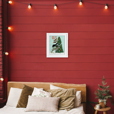 «Deck The Halls Stacked Dogs», reproduction sous verre encadrée, design par Jilly Jack Designs