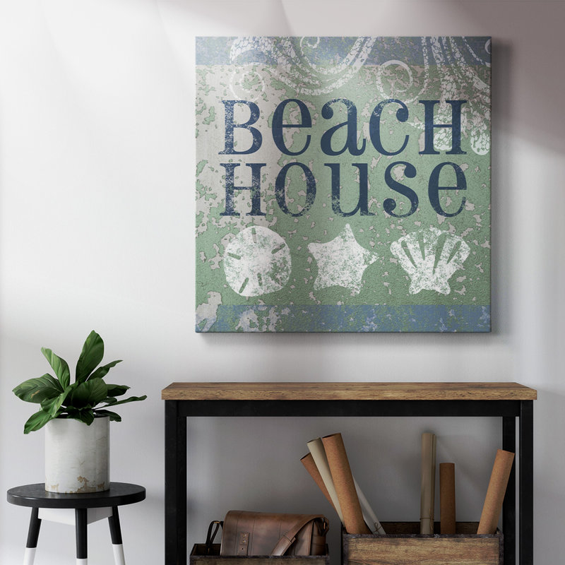 " Beach Sign I " Painting Print, 16" H x 16" W x 1" D