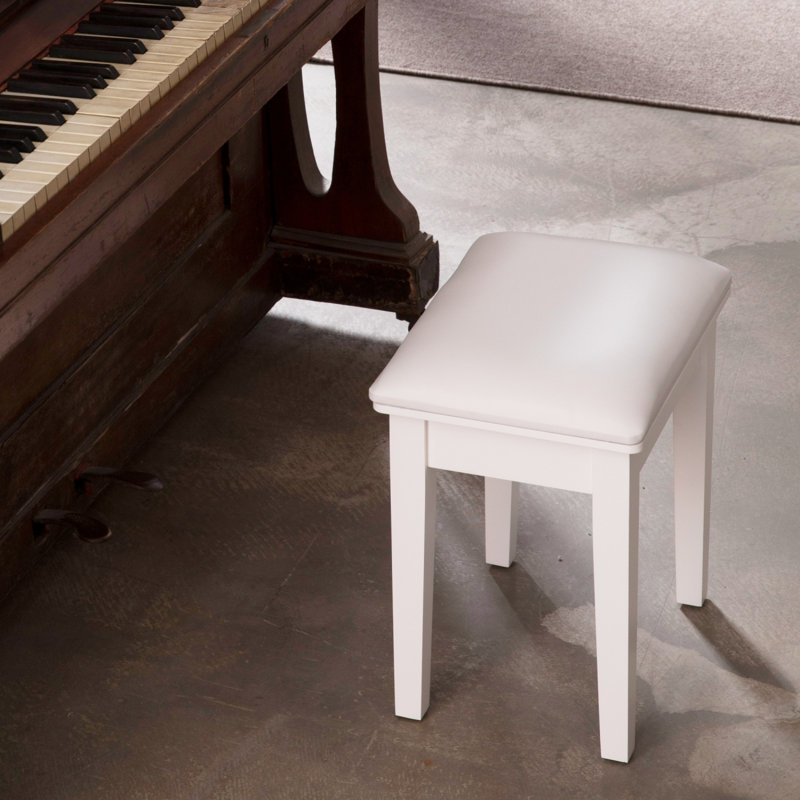 Tabouret de coiffeuse avec coussin et pieds solides, blanc
