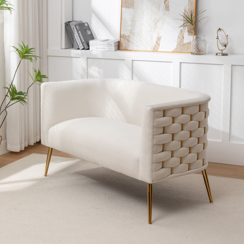 Cristen Upholstered Velvet Loveseat, Beige