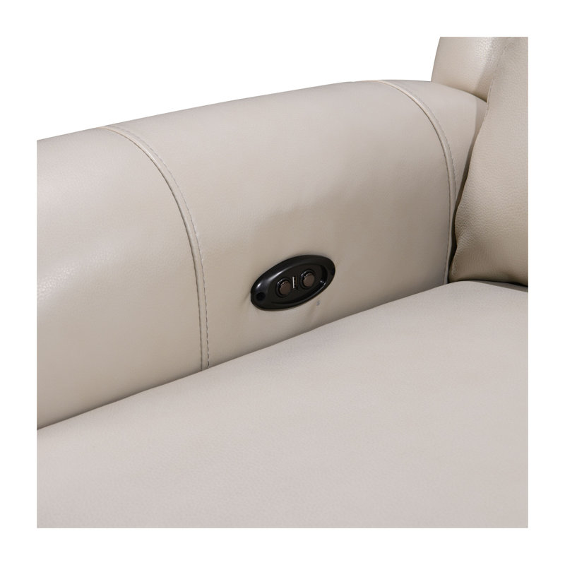 Jaberi 82'' Upholstered Power Reclining Sofa, Cream Genuine Leather
