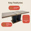Table de salle à manger extensible de style campagnard pour 6 à 10 personnes, table de cuisine en bois extensible rustique moderne avec base à double piédestal
