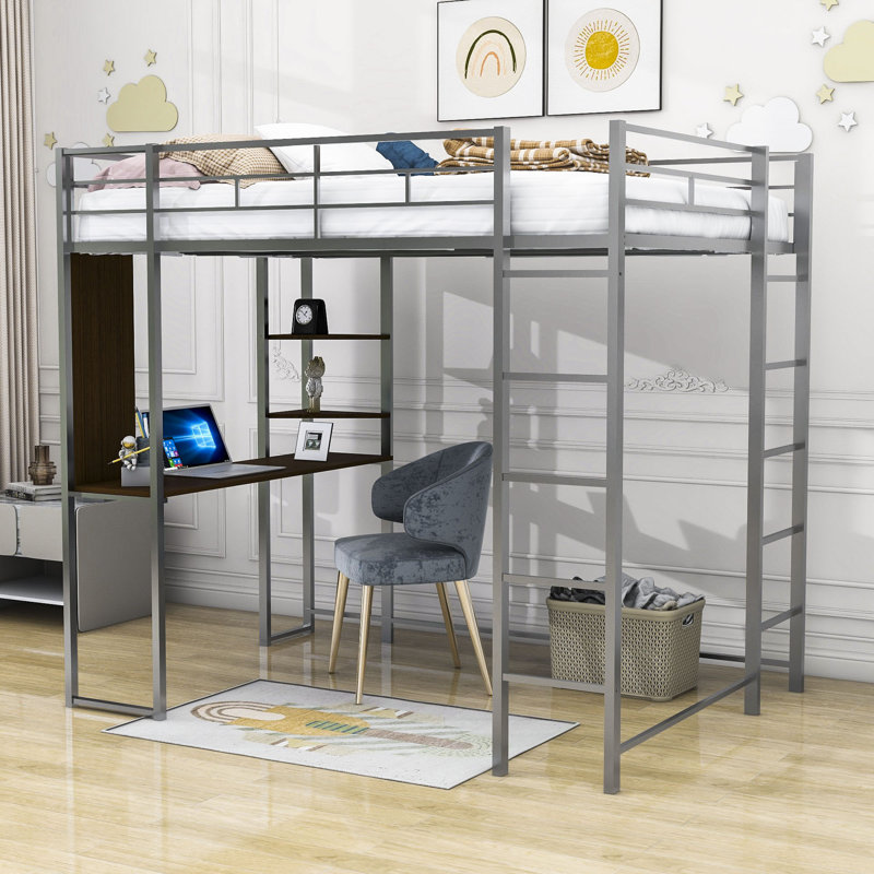 Valinda Kids Full Loft Bed, Silver