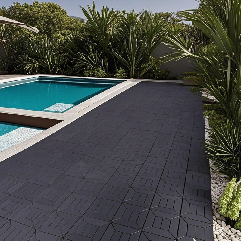 New Style 12" Patio Deck Tiles, DIY Module Interlocking Decking Tiles Floor Tile,Easy And Quick Installation Court Tiles For Porch Poolside Balcony Backyard 44Pcs