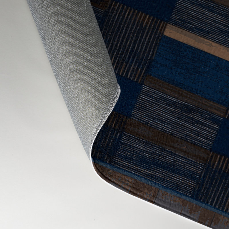 Tapis d'intérieur et d'extérieur à carreaux bleu, Rectangulaire 3 pi x 5 pi