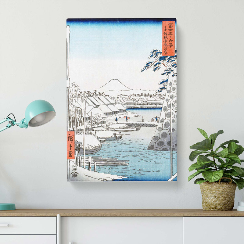 Riverbank At Sukiya In Edo by Utagawa Hiroshige - Wrapped Canvas Painting, 60cm H x 40cm W x 3cm D