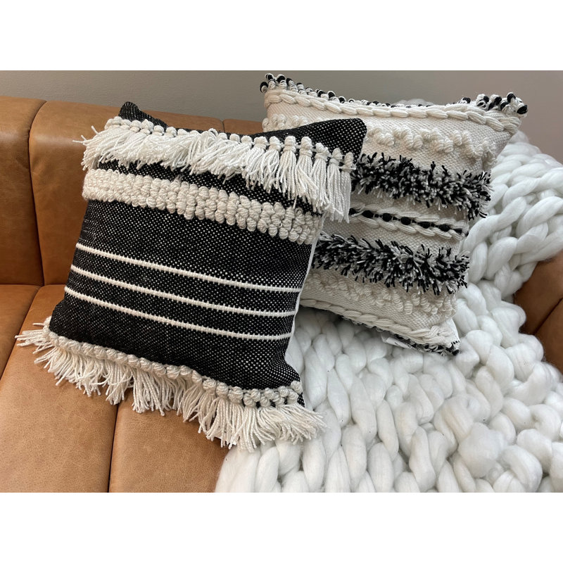 Fringed Outdoor Throw Pillow