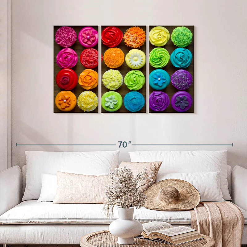Yarlin Rainbow Cupcakes, 28" H x 45" W