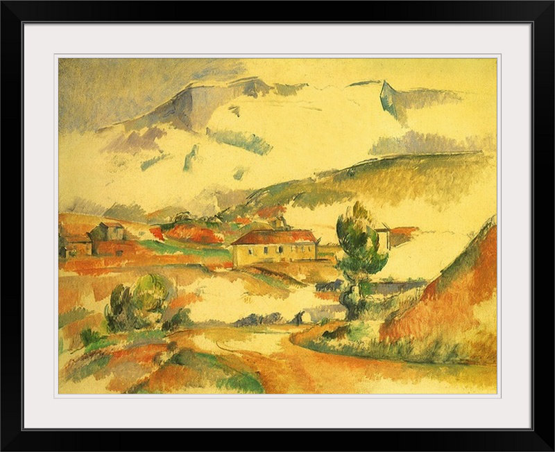 Mont Sainte-Victoire par Paul Cezanne - reproduction, H 20 po x l 24 po x P 1 po, Cadre noir