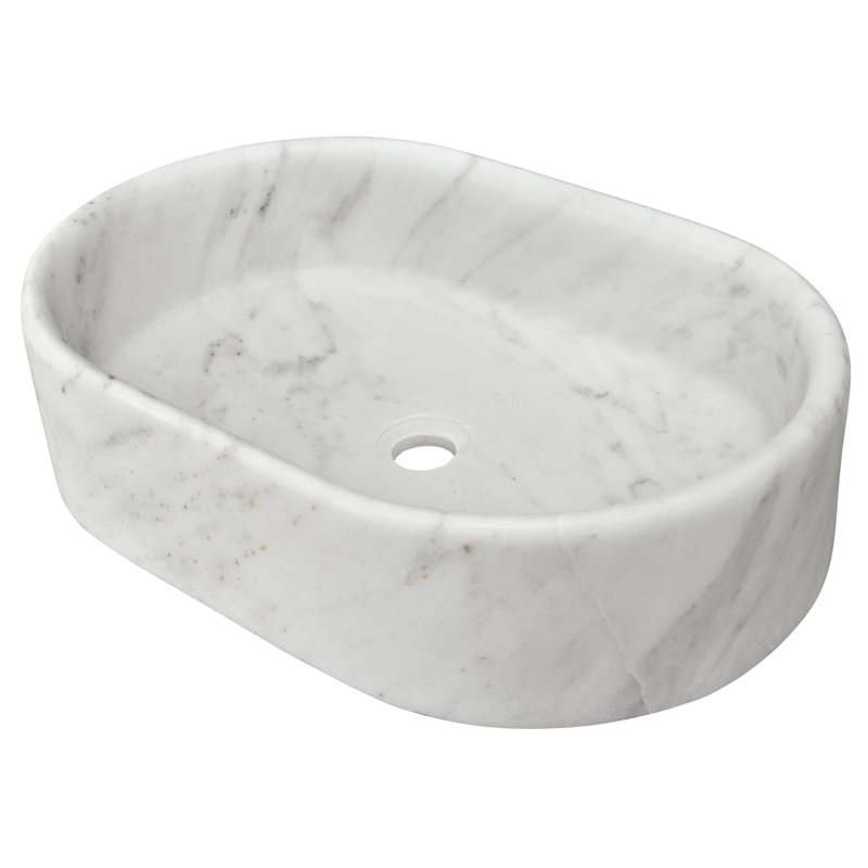 23.6" Natural Marble Bathroom Vessel Sink - Handcrafted, Polished Finish, 4 Color Variants, Luxury Design, Real Marble, 23.6X15.7X5.9 Inches