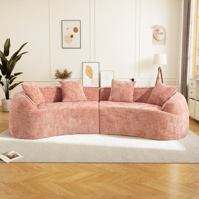 109.45" Curved Compression Sectional Sofa, No Assembly For Multiple Scenarios
