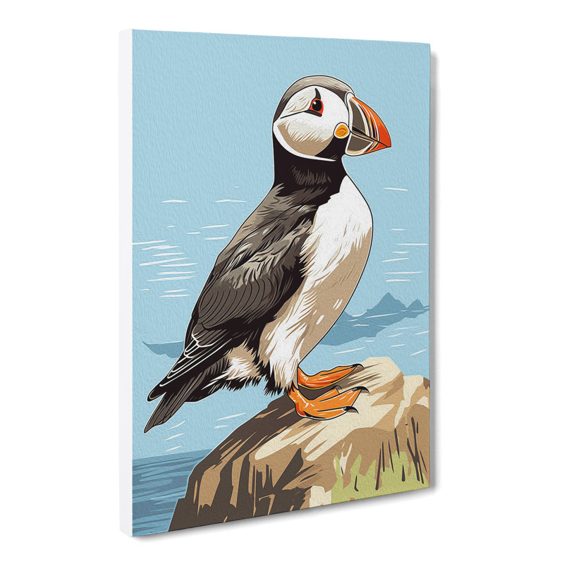 Puffin Line - Wrapped Canvas, 76cm H x 50cm W x 3cm D