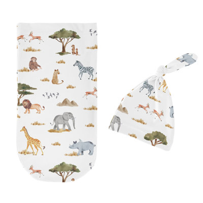 Jungle Animals Baby Cocoon and Beanie Hat Sleep Sack Set by Sweet Jojo Designs
