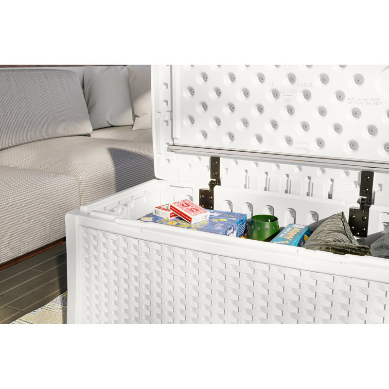 Ice Cube White Plastic Outdoor Coffee Table with Storage
