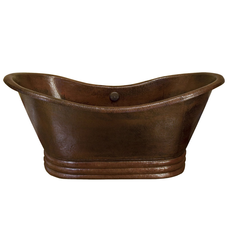 Aurora 72" x 32" Pedestal Soaking Copper Bathtub, Antique Copper