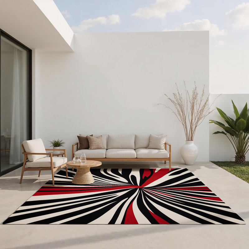 Crimson Harmony Indoor And Outdoor Area Rug, Rectangle 1'6" x 2'6"