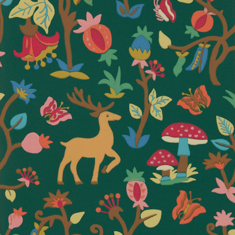 Forest of Dean 10.05m x 52cm Matte Wallpaper Roll, White/Orange