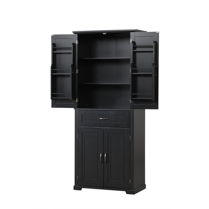 Armoire de rangement polyvalente avec portes, tiroir et tablette réglable pour les espaces fonctionnels et organisés., Noir