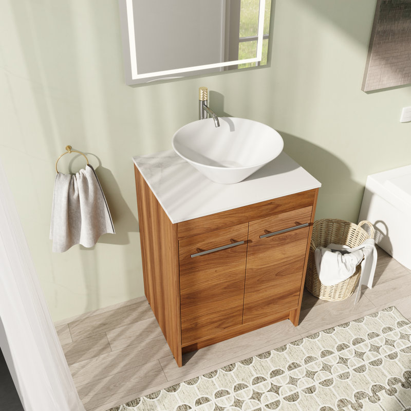 Meuble-lavabo simple avec plateau de meuble-lavabo 23,67 po Qailah