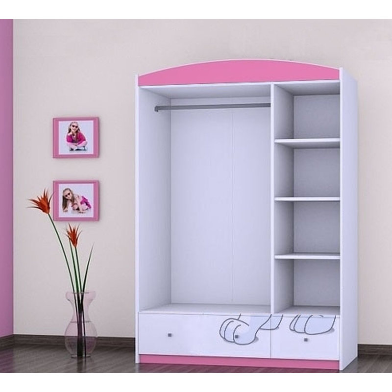 Parrott 3 Door Wardrobe, Pink