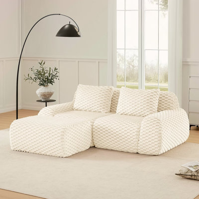 82" Modern L-Shaped Modular Sectional Sofa For Living Room,Flannelette Fabric,Oversized 2-Seater Couch,Deep Seat,Boneless Sofa ,Movable Ottoman,Buckle Connection,Anti-Slip Design,No Assembly