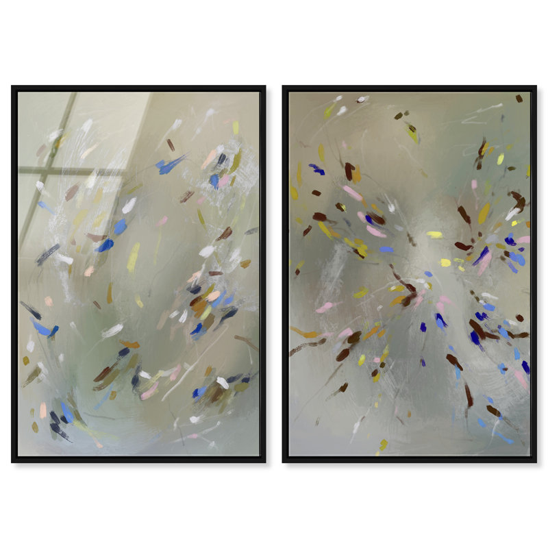 Spontaneous Traces Set Set by Oliver Gal, 32"H x 22"W, Black Floater Frame