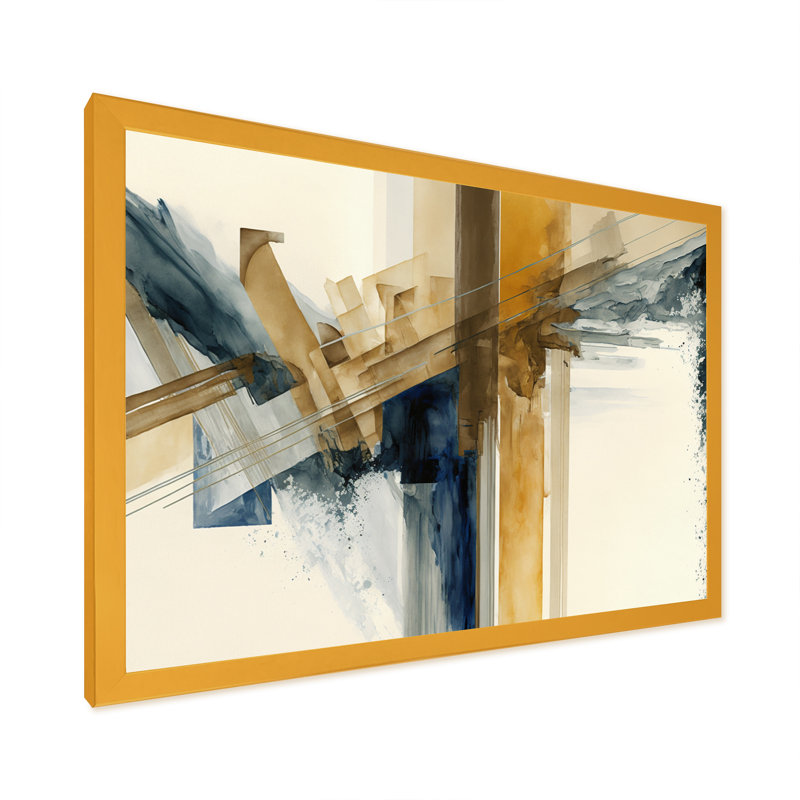 «Modern Watercolor Abstract II», impression sur toile, Cadre doré simple, H 16 po x l 32 po x P 1 po