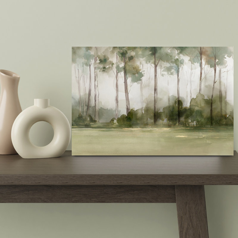 «Misty Forest Morning Light Abstract Contemporary Landscape Nature», art mural, 12" H x 18" W