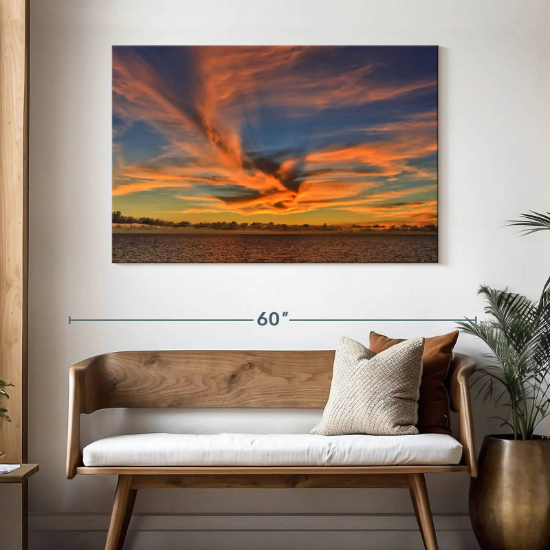 Gillard, nuage doré, paysage marin, H 32 po x l 48 po